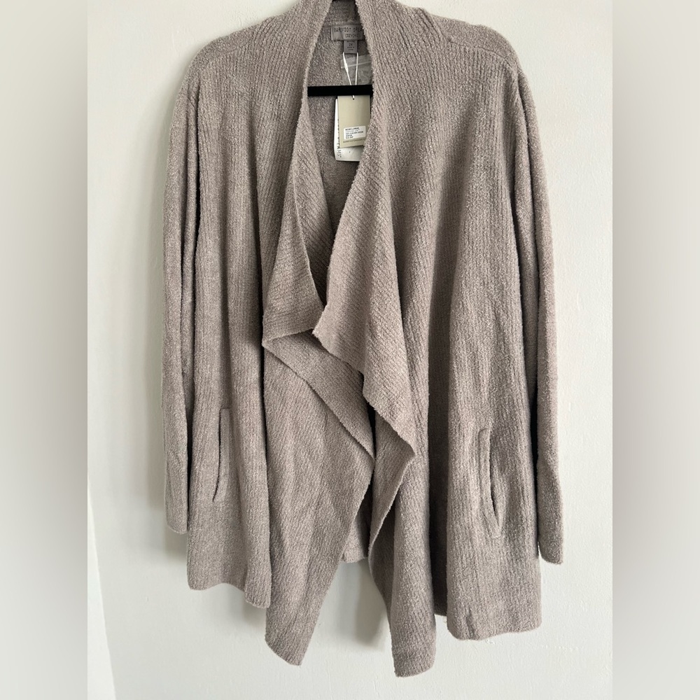Barefoot Dreams Cozychic Lite Ribbed Island Wrap Cardigan in Pewter Sz 2XP NWT - Picture 4 of 11